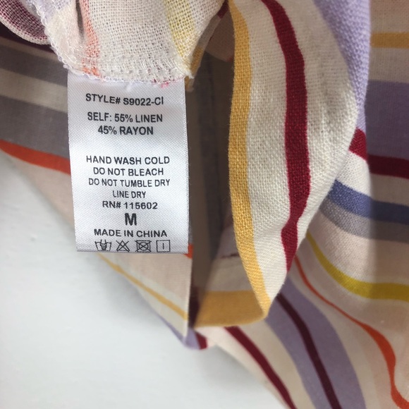 Lush Rainbow Striped Front Button Linen Micro Mini Skirt - Picture 7 of 8